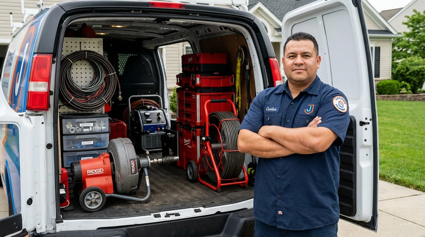 Professional drain cleaning equipment and Johns Plumbing LLC plumber in Brookdale